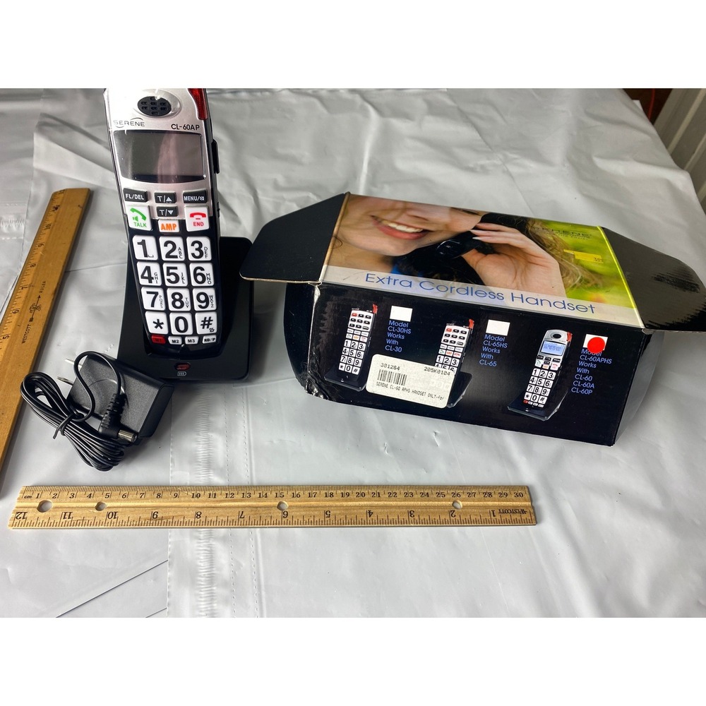 **Serene Innovations CL-60AP Extra-Loud Cordless Phone Handset w/ Charger & Box
